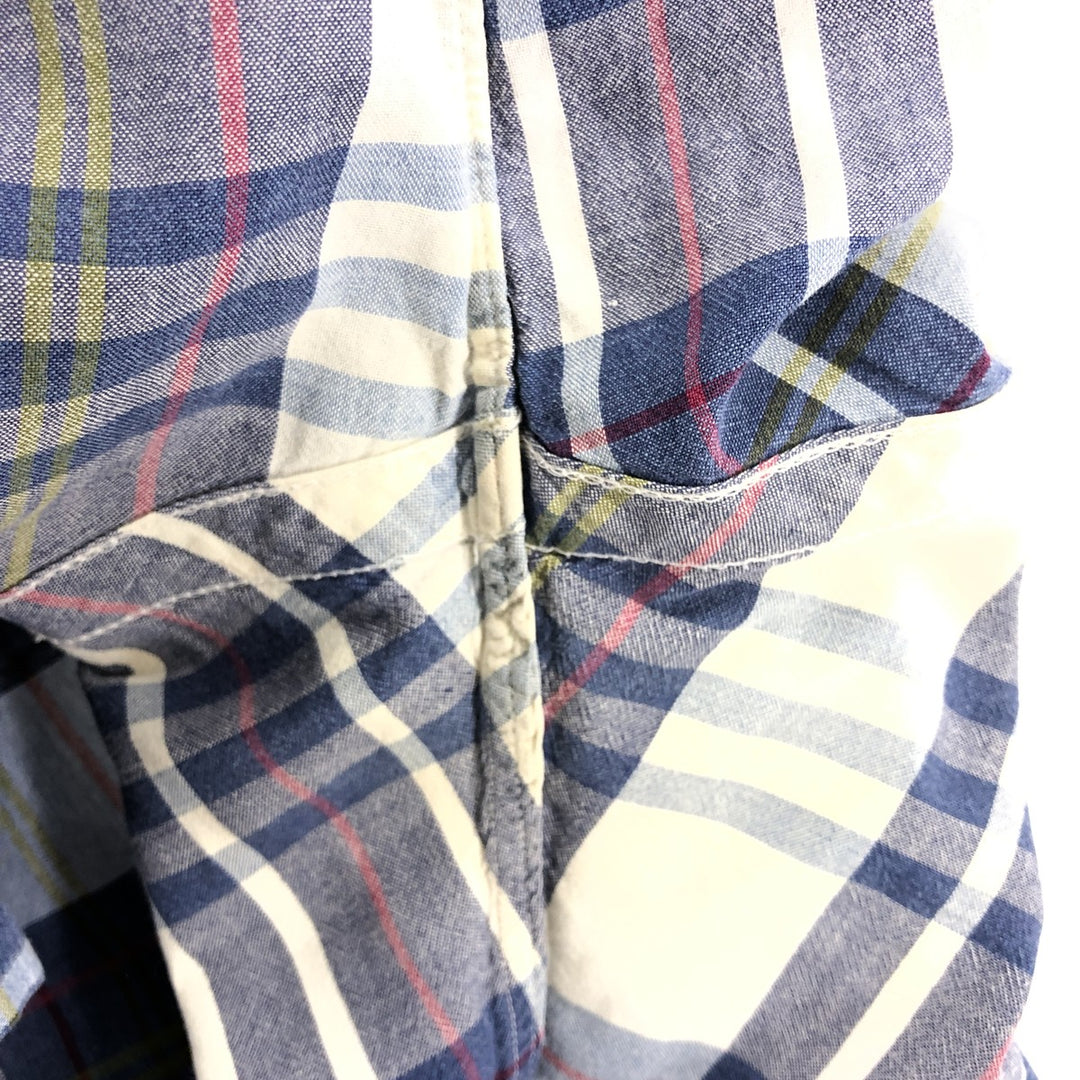 Ralph Lauren short sleeve button down check shirt, men's size L unclear Navy blue Vintage Second Hand