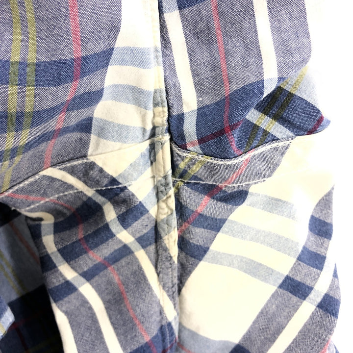 Ralph Lauren short sleeve button down check shirt, men's size L unclear Navy blue Vintage Second Hand