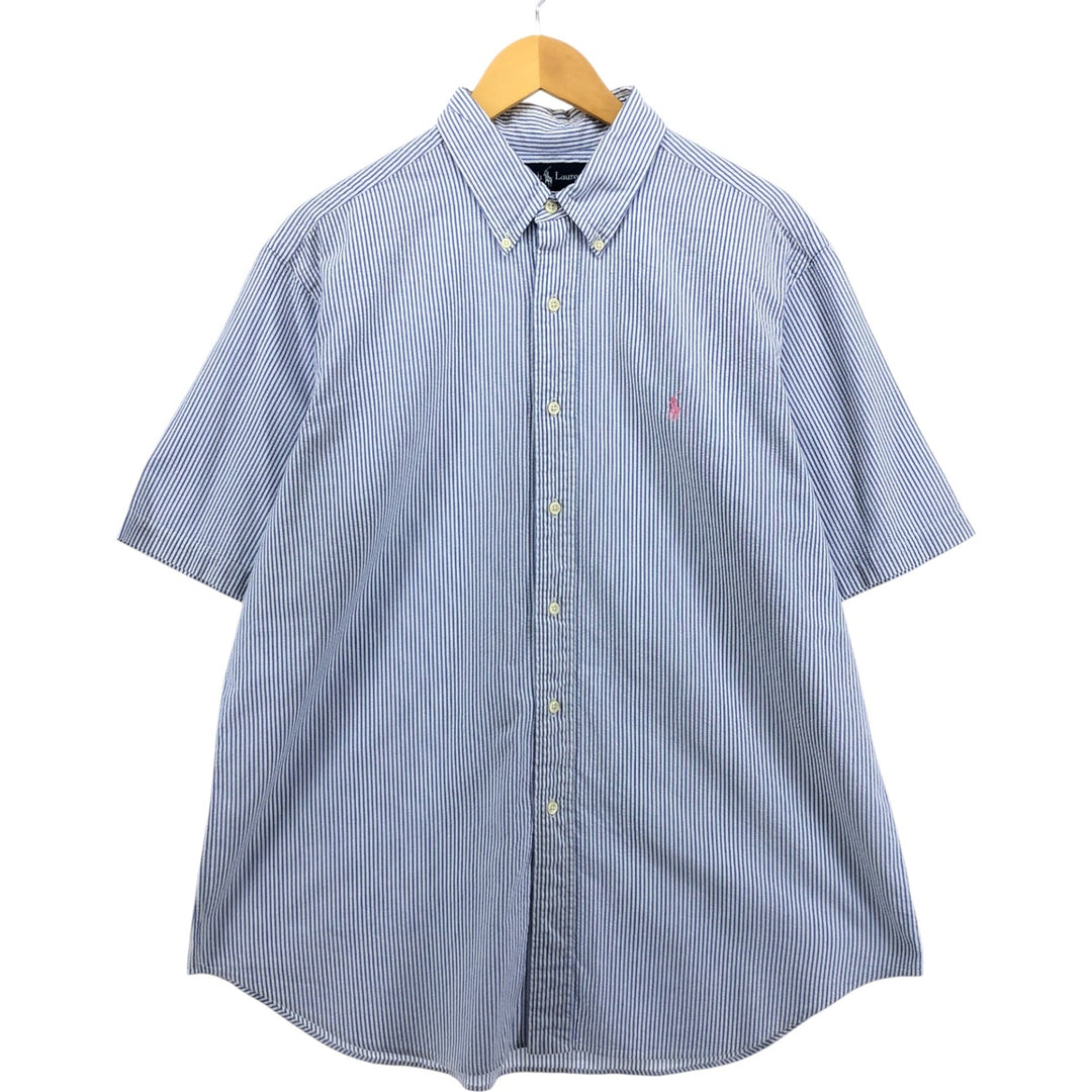 Ralph Lauren Classic Fit Seersucker Short Sleeve Button Down Striped Shirt Men's XL cotton white type Vintage Second Hand