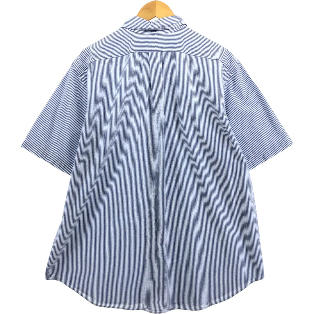 Ralph Lauren Classic Fit Seersucker Short Sleeve Button Down Striped Shirt Men's XL cotton white type Vintage Second Hand