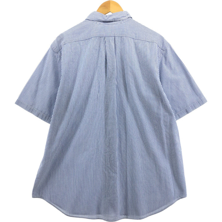 Ralph Lauren Classic Fit Seersucker Short Sleeve Button Down Striped Shirt Men's XL cotton white type Vintage Second Hand
