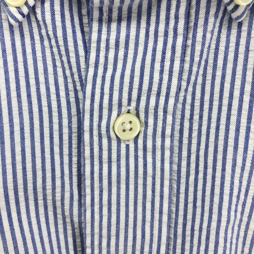 Ralph Lauren Classic Fit Seersucker Short Sleeve Button Down Striped Shirt Men's XL cotton white type Vintage Second Hand