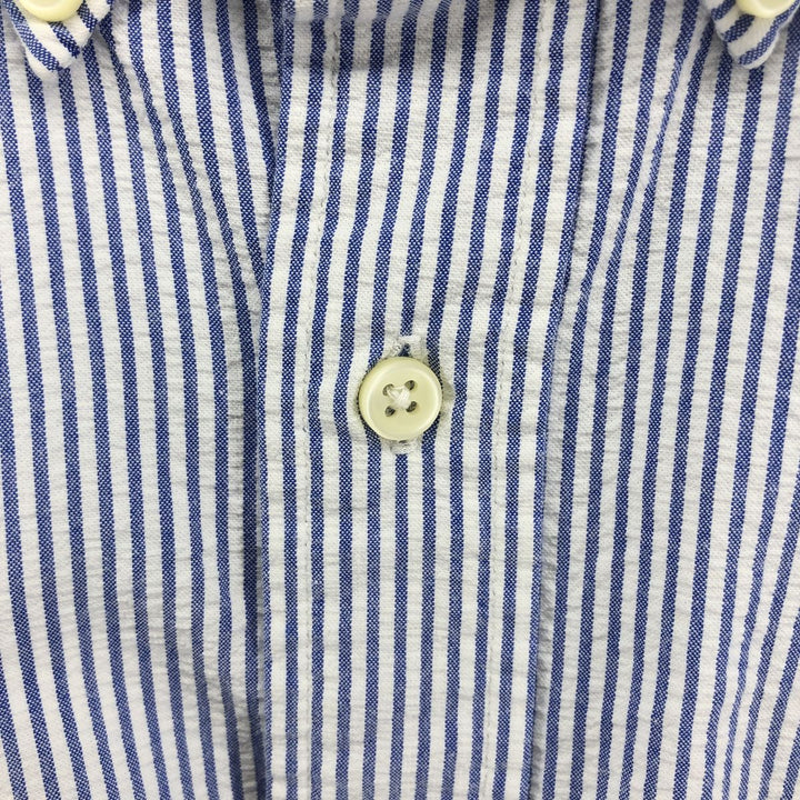 Ralph Lauren Classic Fit Seersucker Short Sleeve Button Down Striped Shirt Men's XL cotton white type Vintage Second Hand