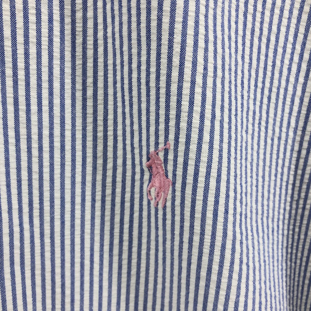 Ralph Lauren Classic Fit Seersucker Short Sleeve Button Down Striped Shirt Men's XL cotton white type Vintage Second Hand