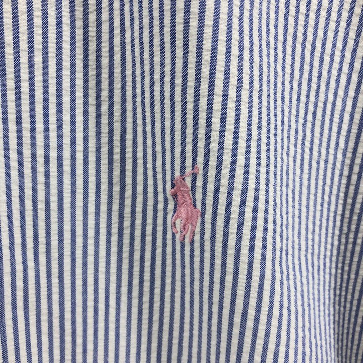 Ralph Lauren Classic Fit Seersucker Short Sleeve Button Down Striped Shirt Men's XL cotton white type Vintage Second Hand