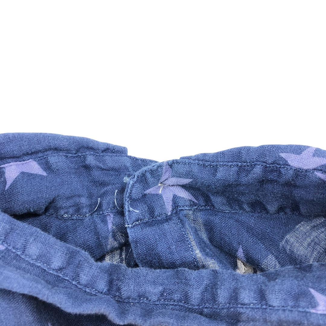 Ralph Lauren Classic Fit All-Over Star Print Button-Down Short Sleeve Linen Shirt, Women's Size XL linen navy blue type Vintage Second Hand