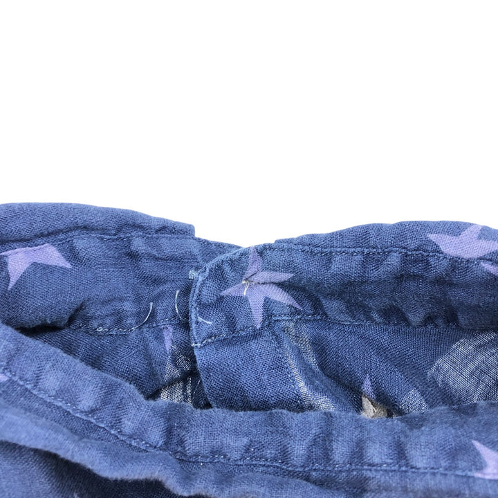 Ralph Lauren Classic Fit All-Over Star Print Button-Down Short Sleeve Linen Shirt, Women's Size XL linen navy blue type Vintage Second Hand