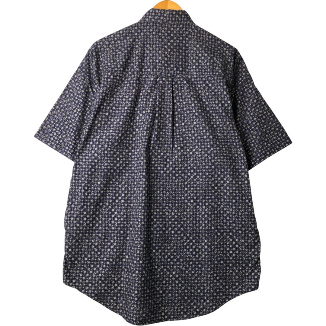 90'S Ralph Lauren CHAPS all-over print short-sleeve button-down shirt, men's size L, vintage cotton navy blue type Vintage Second Hand