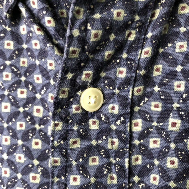 90'S Ralph Lauren CHAPS all-over print short-sleeve button-down shirt, men's size L, vintage cotton navy blue type Vintage Second Hand