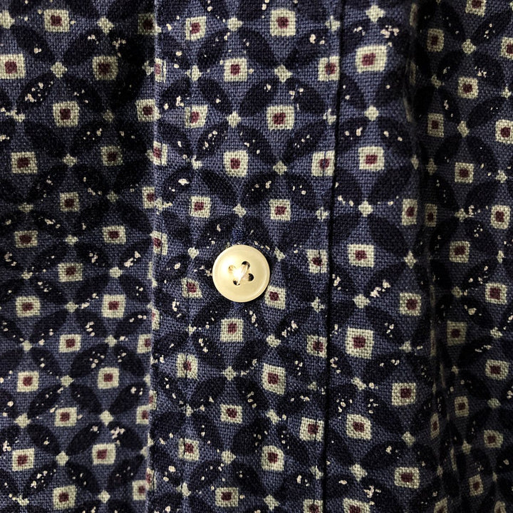 90'S Ralph Lauren CHAPS all-over print short-sleeve button-down shirt, men's size L, vintage cotton navy blue type Vintage Second Hand