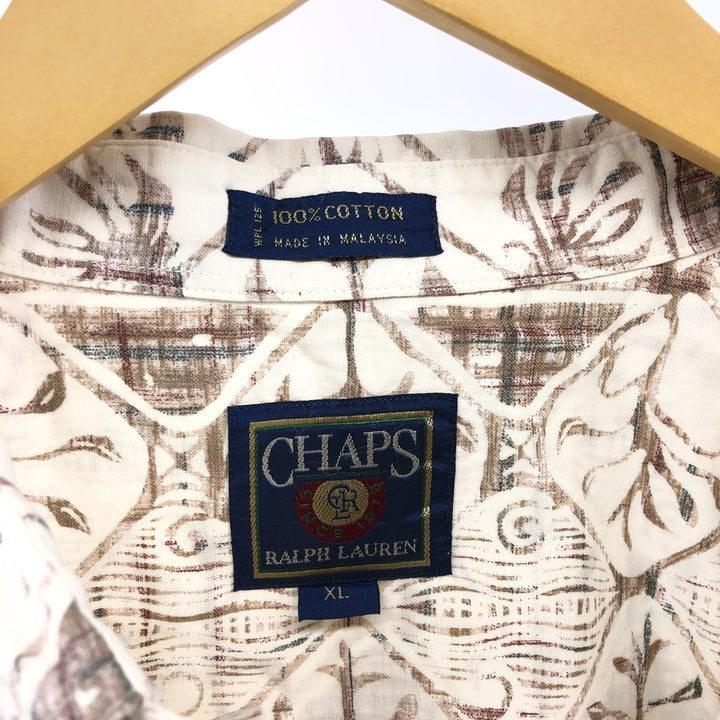 Vintage 1980'S Ralph Lauren Chaps short-sleeved button-down shirt, men's size XL. cotton ivory Vintage Second Hand