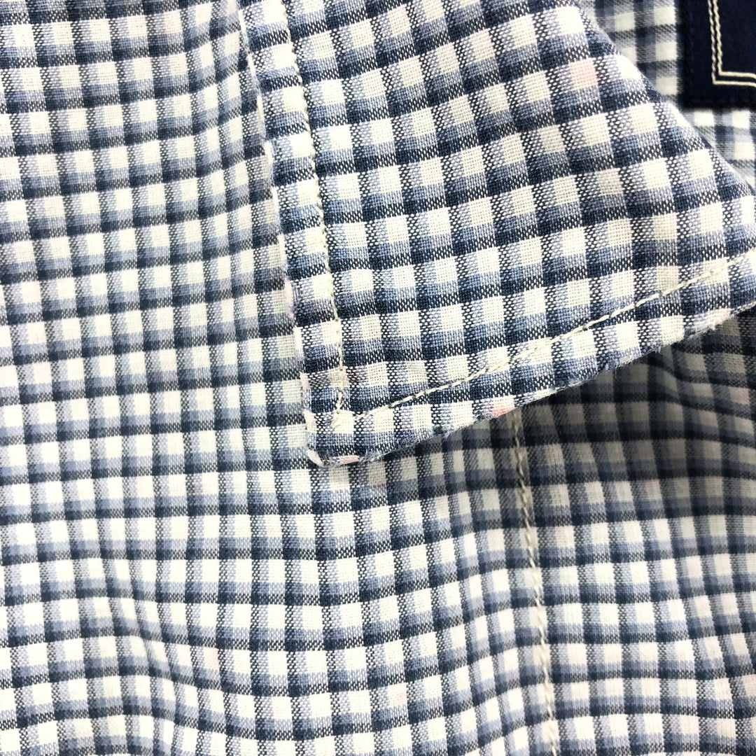 Ralph Lauren Polo Sport Check Pattern Short Sleeve Open Collar Cotton Shirt Box Shirt Men's L Size Vintage cotton white type Vintage Second Hand