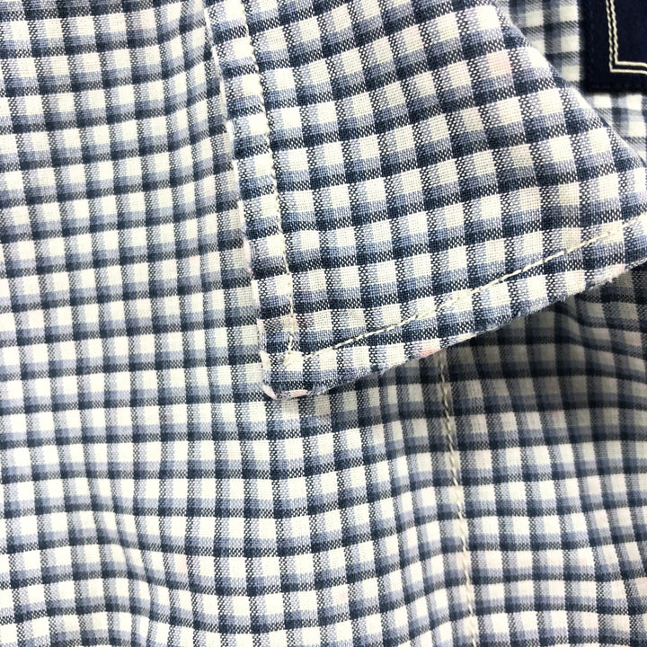 Ralph Lauren Polo Sport Check Pattern Short Sleeve Open Collar Cotton Shirt Box Shirt Men's L Size Vintage cotton white type Vintage Second Hand