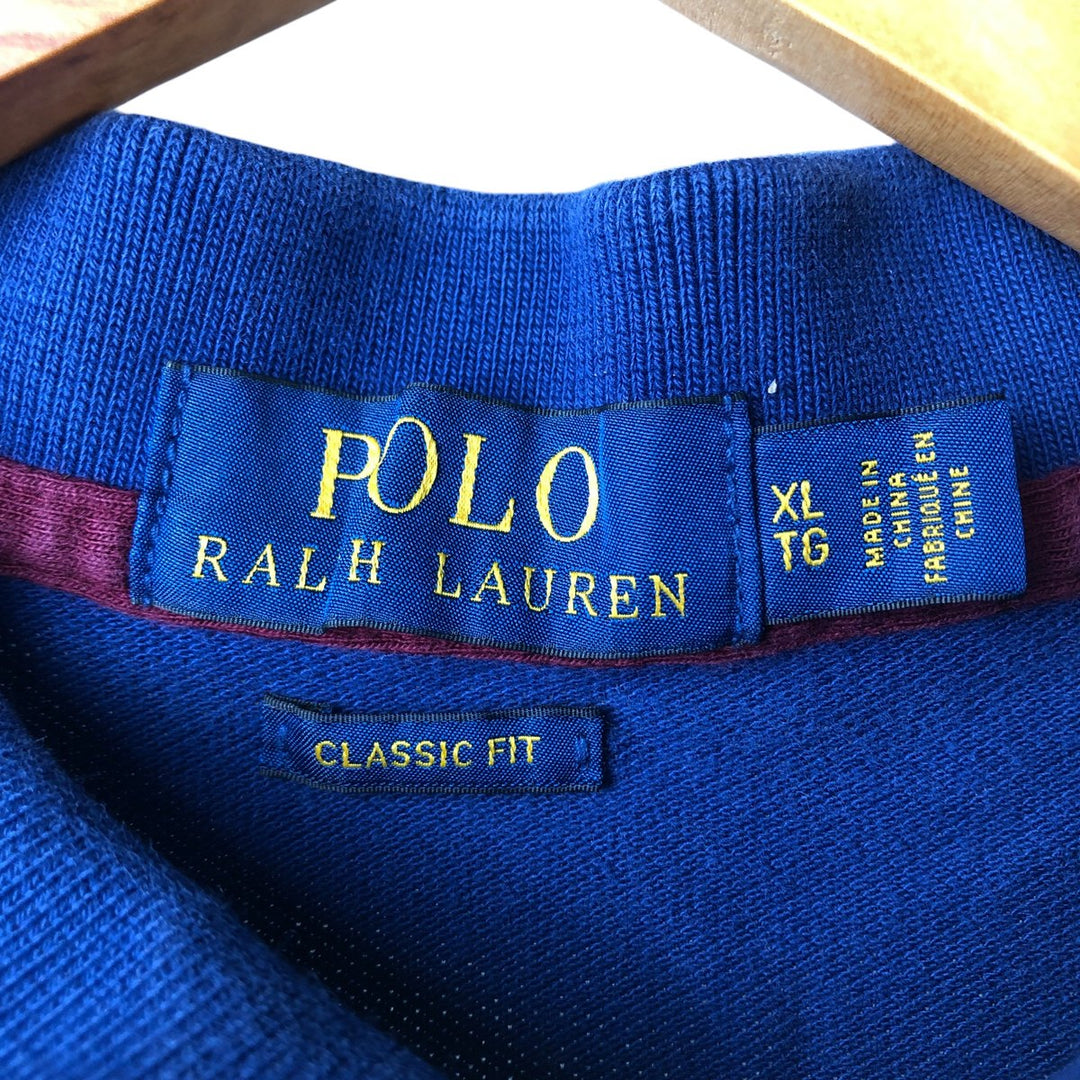 Ralph Lauren POLO RALPH LAUREN CLASSIC FIT short sleeve polo shirt men's XL equivalent cotton blue type Vintage Second Hand