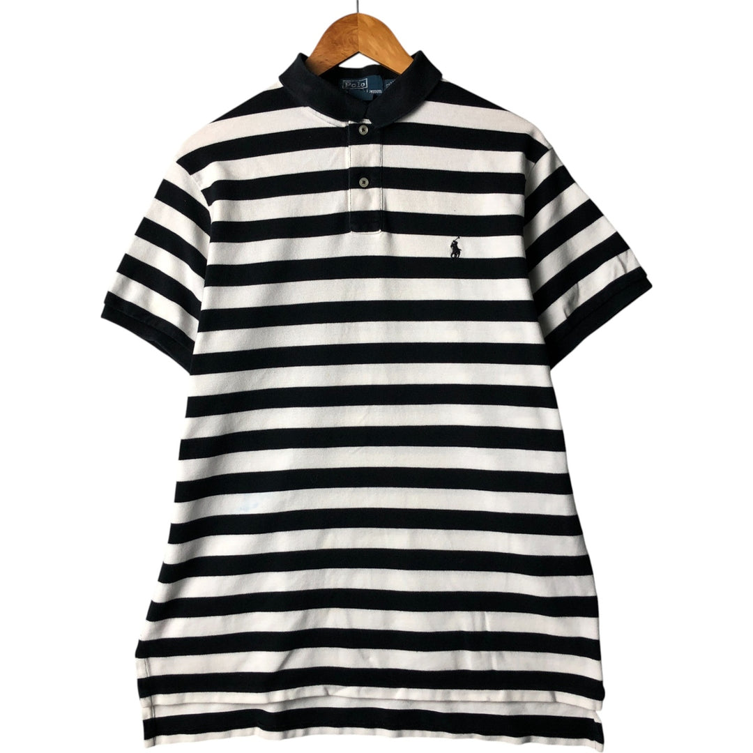 Ralph Lauren POLO by Ralph Lauren CUSTOM FIT short sleeve striped polo shirt men's XL size cotton black type Vintage Second Hand