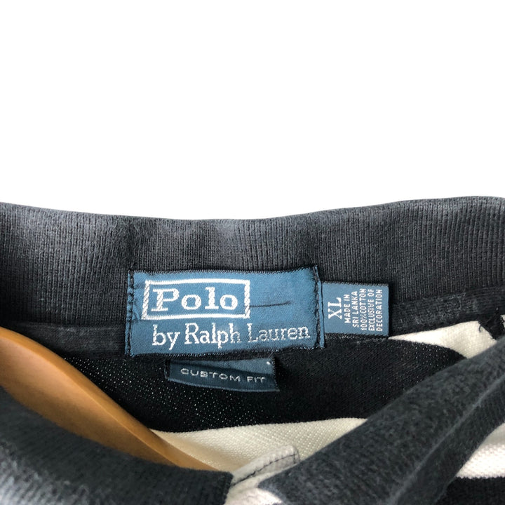 Ralph Lauren POLO by Ralph Lauren CUSTOM FIT short sleeve striped polo shirt men's XL size cotton black type Vintage Second Hand