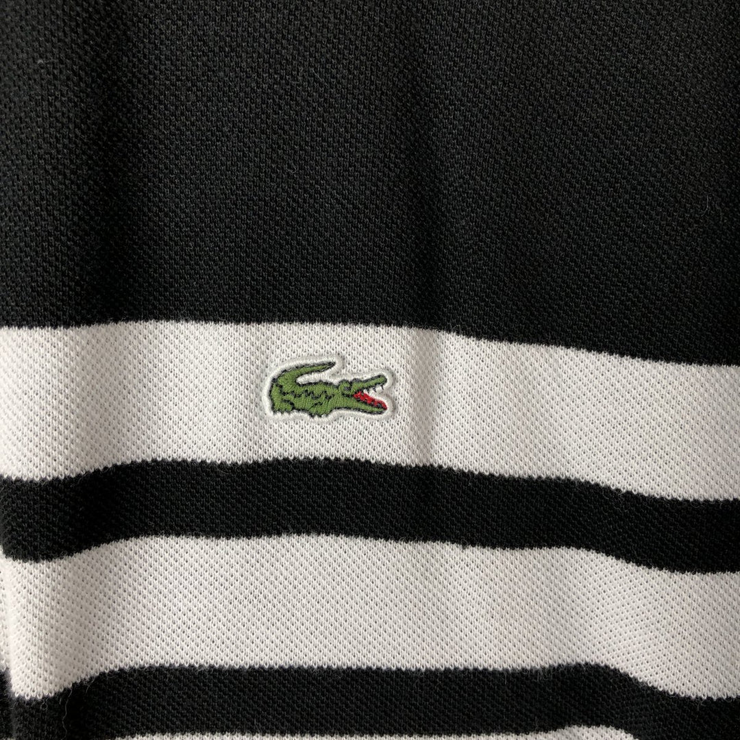 Lacoste Short Sleeve Striped Polo Shirt, Size 7, Men's Size L cotton black type Vintage Second Hand