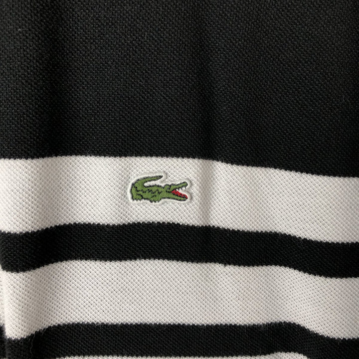 Lacoste Short Sleeve Striped Polo Shirt, Size 7, Men's Size L cotton black type Vintage Second Hand