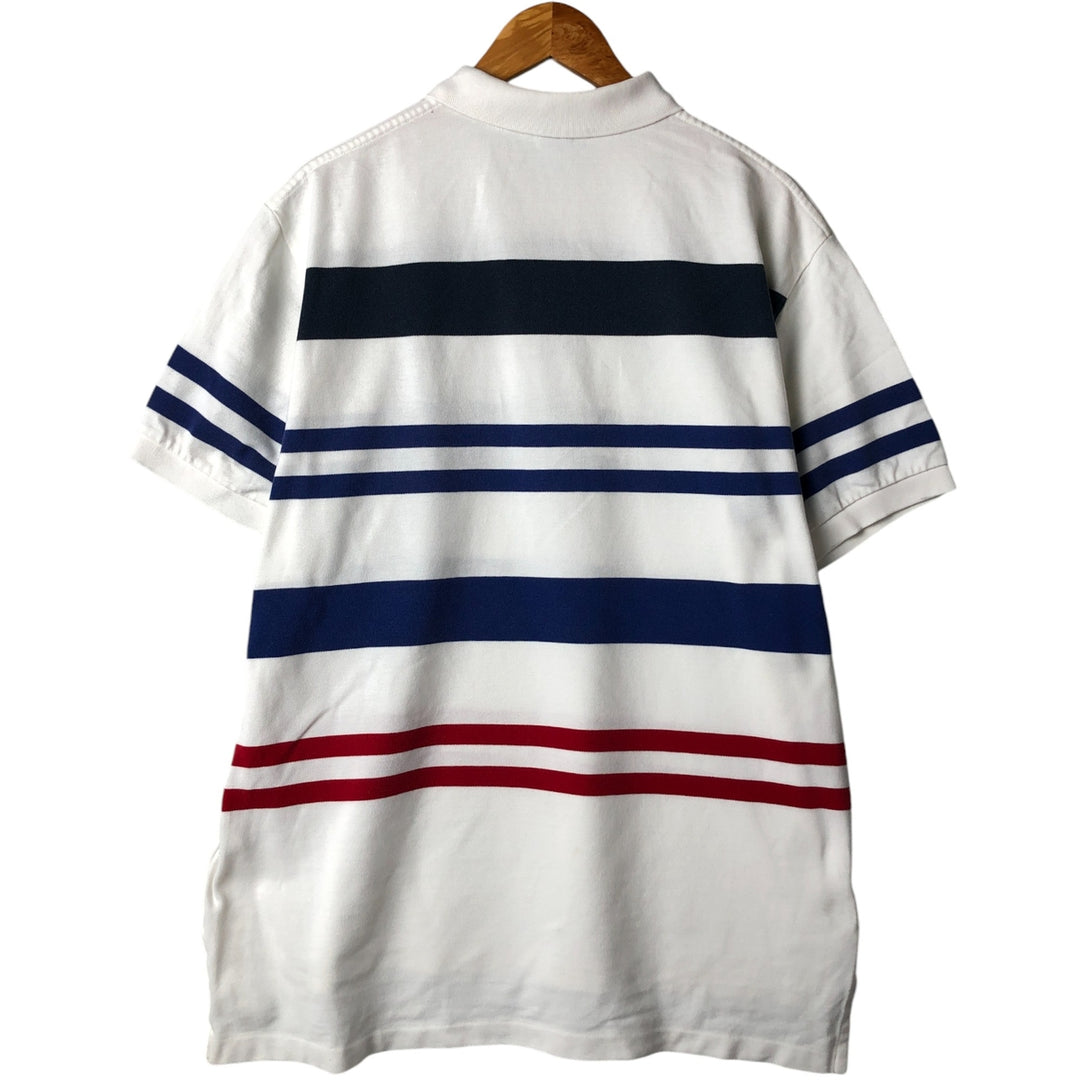 Ralph Lauren POLO by Ralph Lauren Multi-border short sleeve striped polo shirt Men's XL size cotton white type Vintage Second Hand