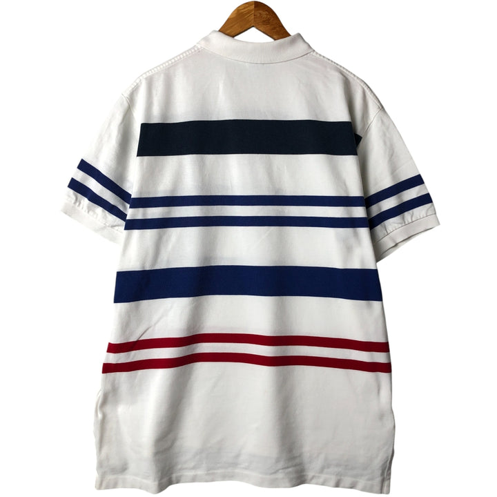 Ralph Lauren POLO by Ralph Lauren Multi-border short sleeve striped polo shirt Men's XL size cotton white type Vintage Second Hand