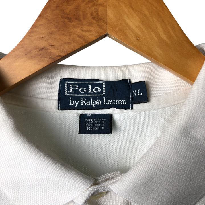 Ralph Lauren POLO by Ralph Lauren Multi-border short sleeve striped polo shirt Men's XL size cotton white type Vintage Second Hand