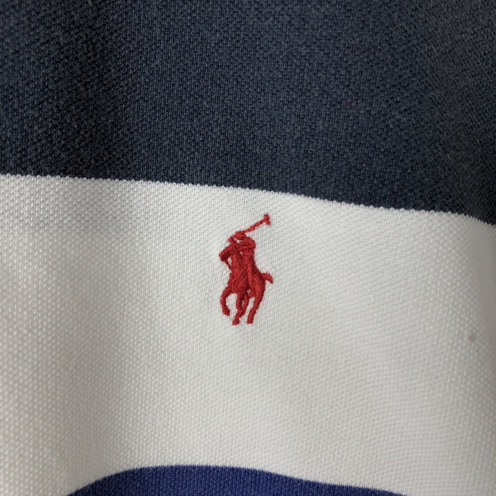 Ralph Lauren POLO by Ralph Lauren Multi-border short sleeve striped polo shirt Men's XL size cotton white type Vintage Second Hand