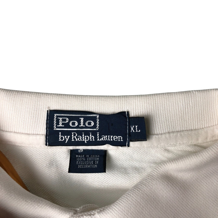 Ralph Lauren POLO by Ralph Lauren Multi-border short sleeve striped polo shirt Men's XL size cotton white type Vintage Second Hand