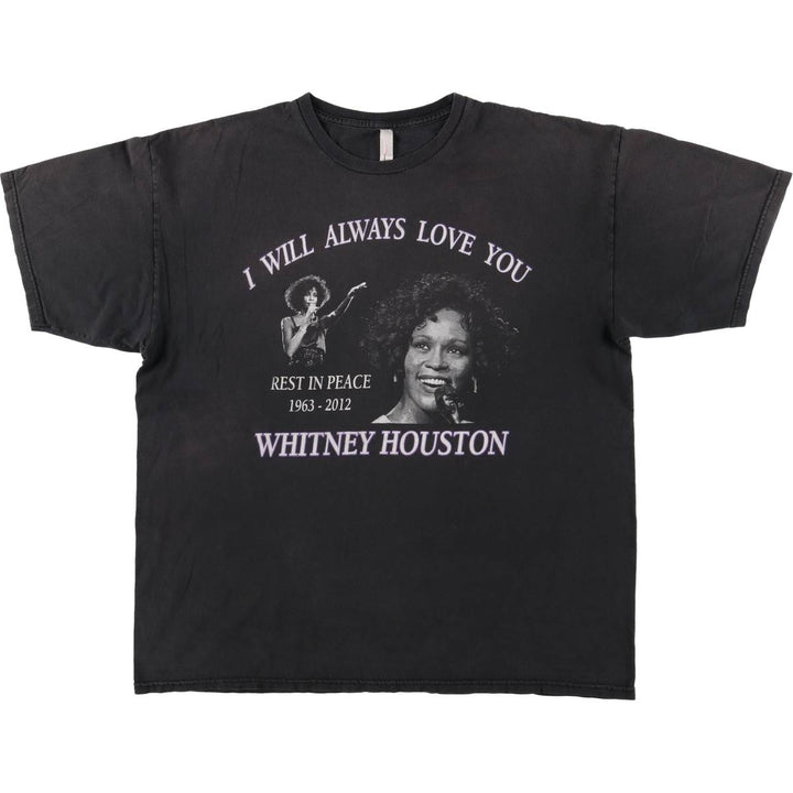 ALSTYLE WHITNEY HOUSTON Whitney Houston Rap T-shirt Rap T Men's XL size cotton black type Vintage Second Hand