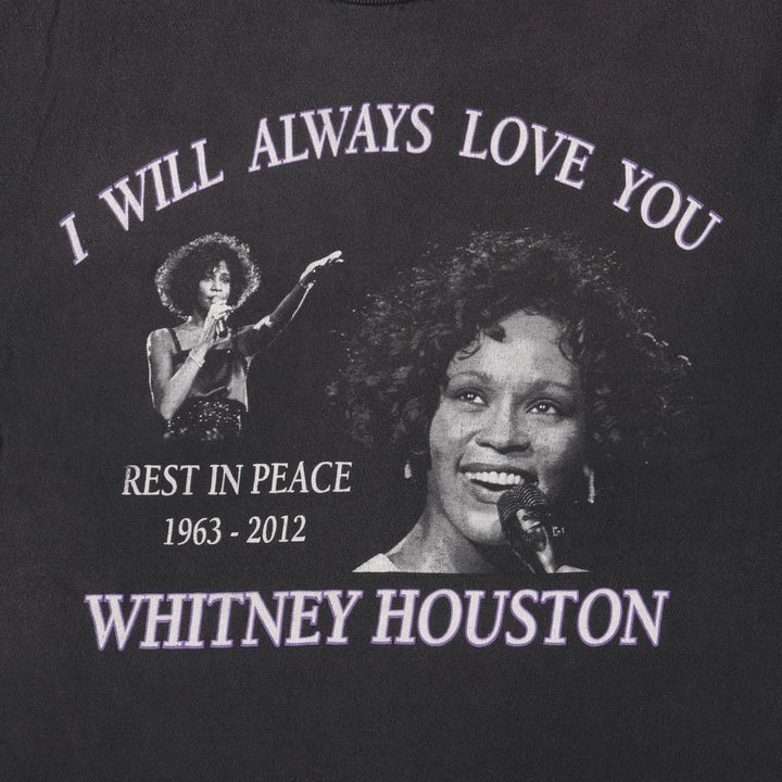 ALSTYLE WHITNEY HOUSTON Whitney Houston Rap T-shirt Rap T Men's XL size cotton black type Vintage Second Hand
