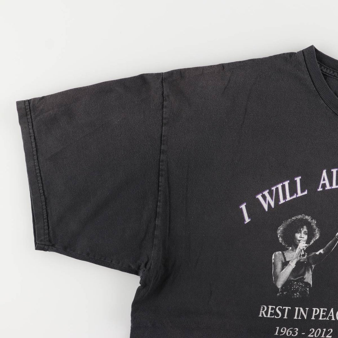 ALSTYLE WHITNEY HOUSTON Whitney Houston Rap T-shirt Rap T Men's XL size cotton black type Vintage Second Hand