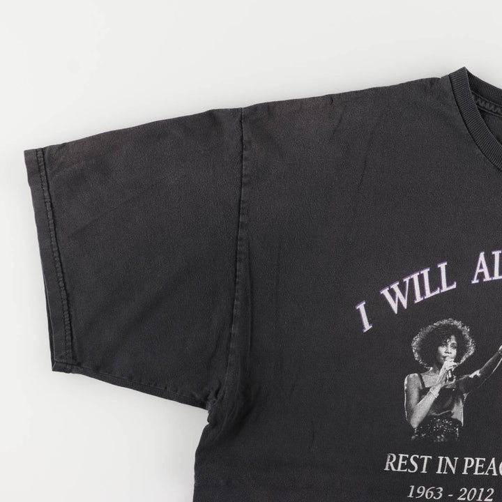 ALSTYLE WHITNEY HOUSTON Whitney Houston Rap T-shirt Rap T Men's XL size cotton black type Vintage Second Hand