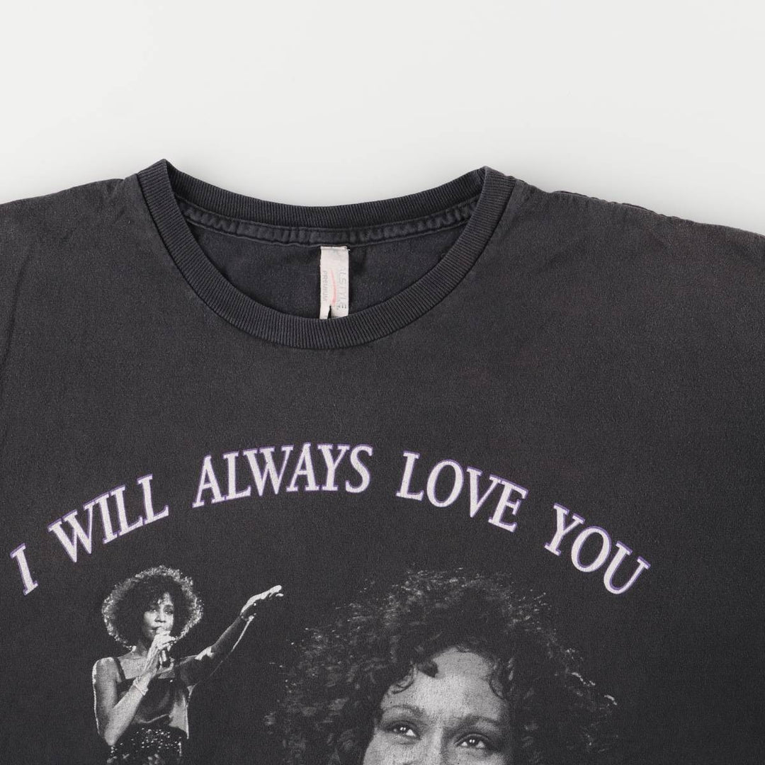 ALSTYLE WHITNEY HOUSTON Whitney Houston Rap T-shirt Rap T Men's XL size cotton black type Vintage Second Hand