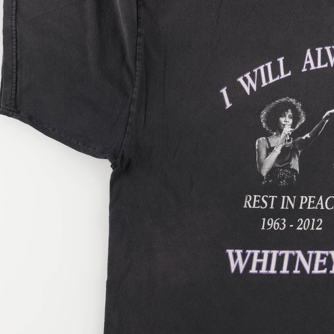 ALSTYLE WHITNEY HOUSTON Whitney Houston Rap T-shirt Rap T Men's XL size cotton black type Vintage Second Hand