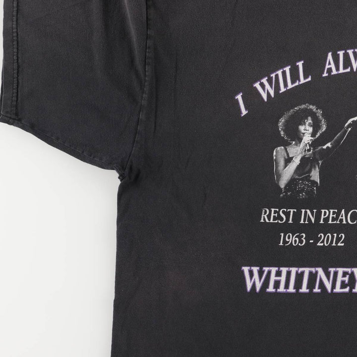 ALSTYLE WHITNEY HOUSTON Whitney Houston Rap T-shirt Rap T Men's XL size cotton black type Vintage Second Hand
