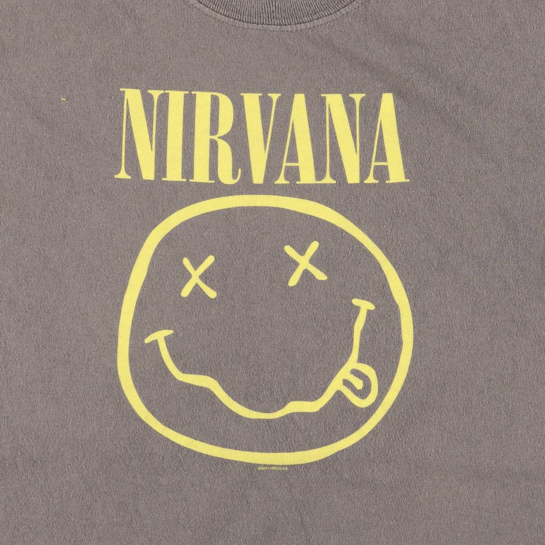 00'S Gildan NIRVANA Band T-shirt, Men's M size cotton Khaki type brown Vintage Second Hand