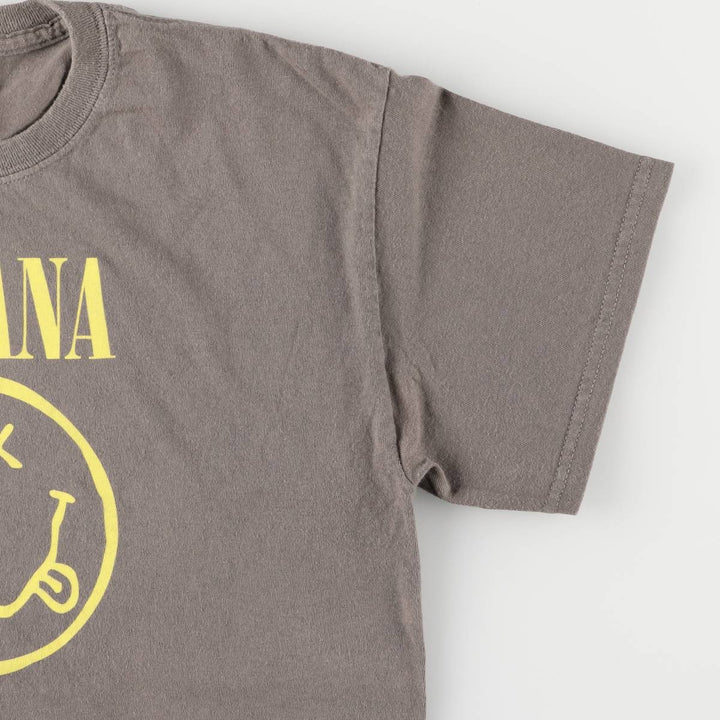 00'S Gildan NIRVANA Band T-shirt, Men's M size cotton Khaki type brown Vintage Second Hand