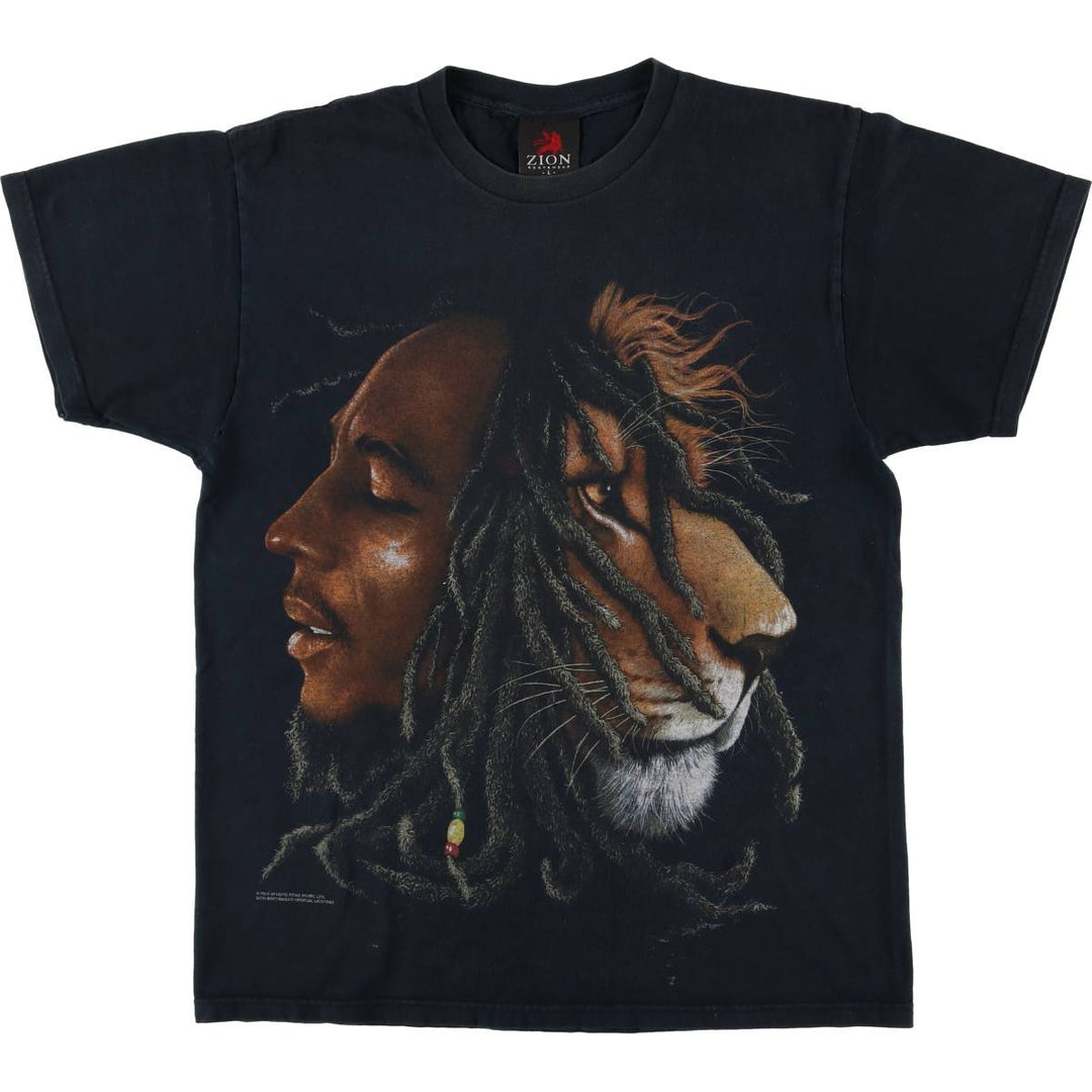 ZION BOB MARLEY Bob Marley Band T-shirt Band T Made in USA Men's L size cotton black type Vintage Second Hand