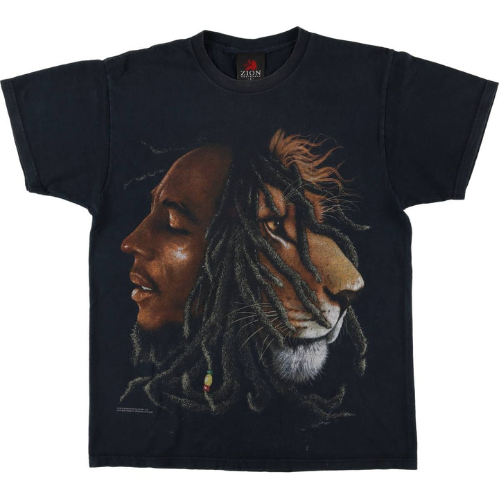 ZION BOB MARLEY Bob Marley Band T-shirt Band T Made in USA Men's L size cotton black type Vintage Second Hand