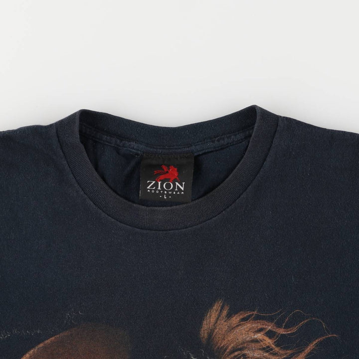ZION BOB MARLEY Bob Marley Band T-shirt Band T Made in USA Men's L size cotton black type Vintage Second Hand