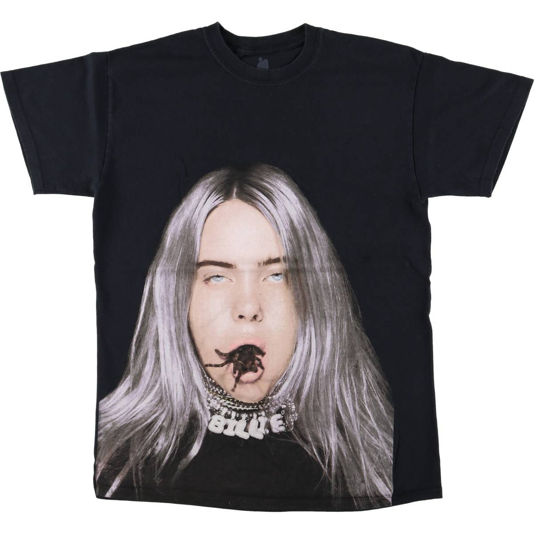 Billie Eilish Band T-shirt, Men's M size cotton black type Vintage Second Hand