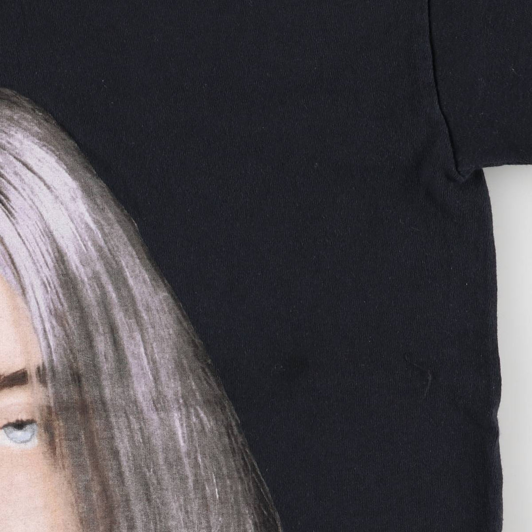 Billie Eilish Band T-shirt, Men's M size cotton black type Vintage Second Hand