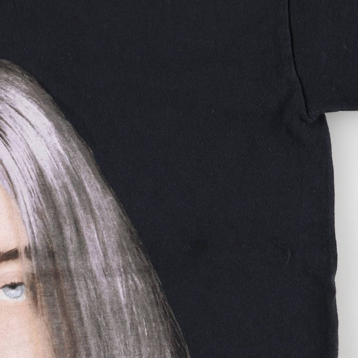 Billie Eilish Band T-shirt, Men's M size cotton black type Vintage Second Hand