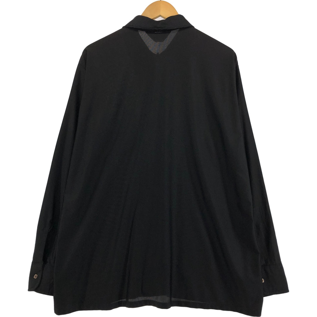 70'S KINGSPORT Long Sleeve Nylon Shirt Men's XL Long Sleeve Vintage Nylon black type Vintage Second Hand
