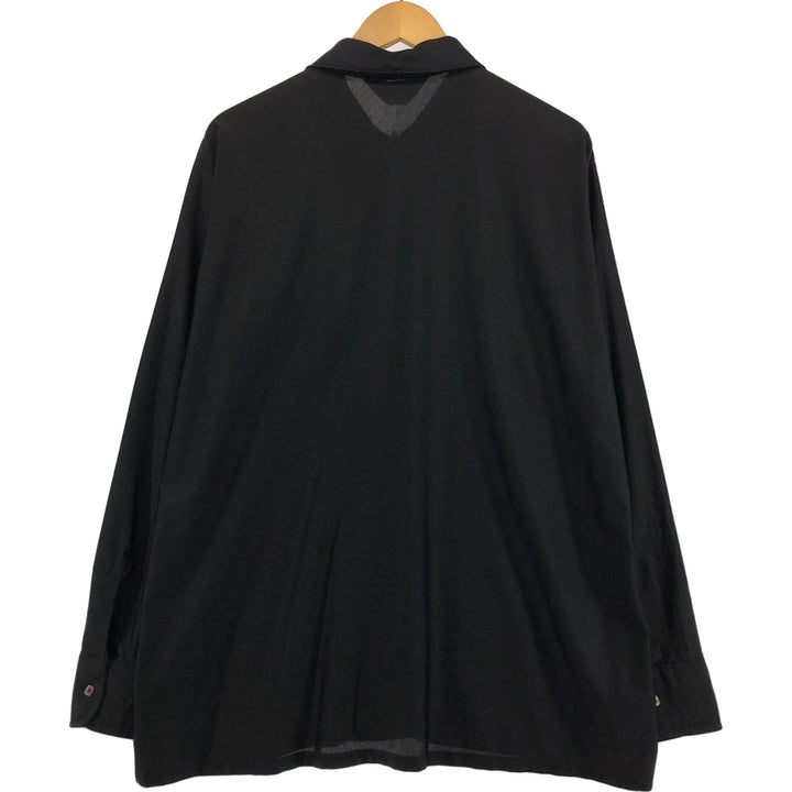 70'S KINGSPORT Long Sleeve Nylon Shirt Men's XL Long Sleeve Vintage Nylon black type Vintage Second Hand