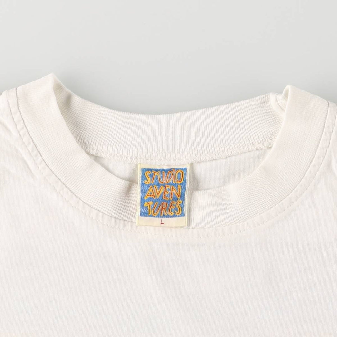 STUDIO AVENTURES The Adventures of Tintin Animation Character Print T-Shirt Men's L size cotton white type Vintage Second Hand