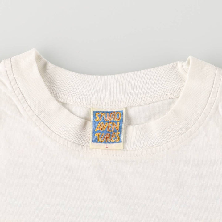 STUDIO AVENTURES The Adventures of Tintin Animation Character Print T-Shirt Men's L size cotton white type Vintage Second Hand