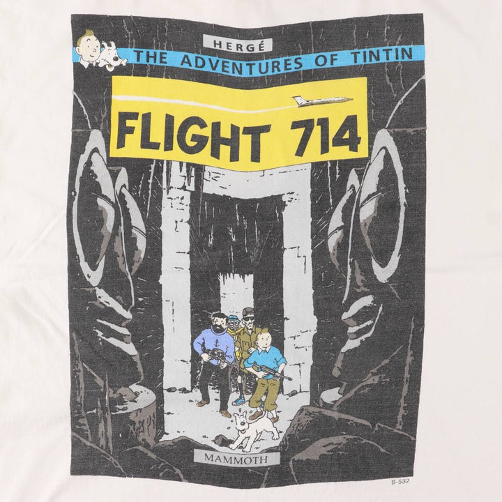 STUDIO AVENTURES The Adventures of Tintin Animation Character Print T-Shirt Men's L size cotton white type Vintage Second Hand