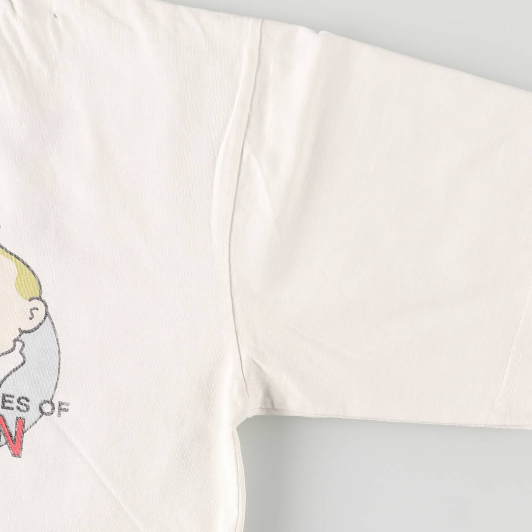 STUDIO AVENTURES The Adventures of Tintin Animation Character Print T-Shirt Men's L size cotton white type Vintage Second Hand