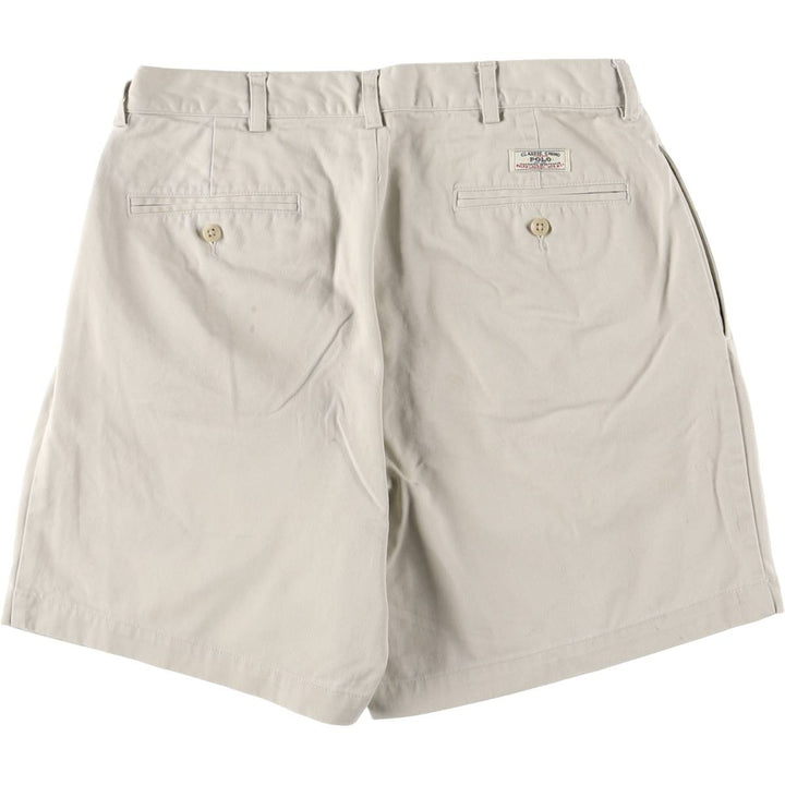 Ralph Lauren POLO by Ralph Lauren ANDREW SHORT Two-pleat chino shorts, short pants, men's size W32 cotton ivory Vintage Second Hand