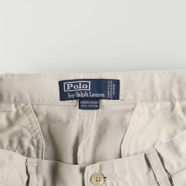 Ralph Lauren POLO by Ralph Lauren ANDREW SHORT Two-pleat chino shorts, short pants, men's size W32 cotton ivory Vintage Second Hand